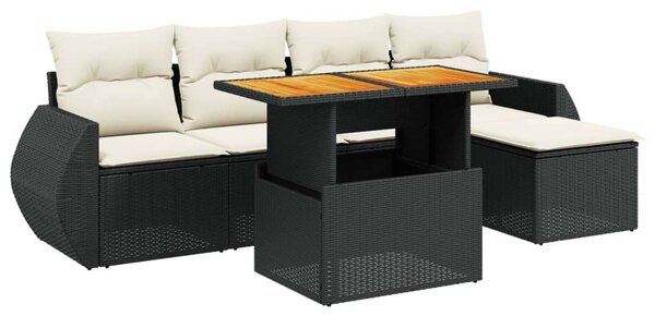 VidaXL Polyrattan Kerti Ülőgarnitúra - 6 részes, Fekete