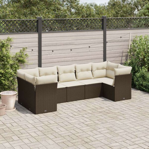 VidaXL Polyrattan Kerti Ülőgarnitúra - 7 részes - Barna