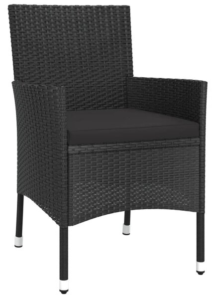 5 részes fekete polyrattan kerti étkezőgarnitúra párnákkal