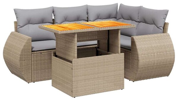 VidaXL Polyrattan Kerti Ülőgarnitúra - 5 részes - Bézs