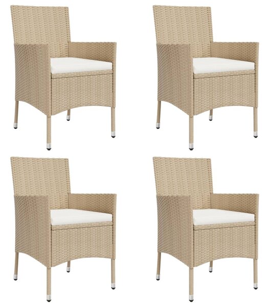 5 részes bézs polyrattan kerti étkezőgarnitúra párnákkal
