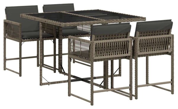 Polyrattan Kerti Étkezőgarnitúra - 5 részes - Szürke