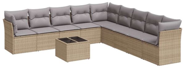 VidaXL Polyrattan Kerti Ülőgarnitúra - 10 részes - Bézs