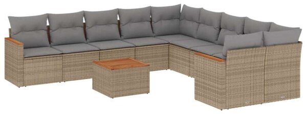 VidaXL Polyrattan Kerti Ülőgarnitúra - 11 részes - Bézs