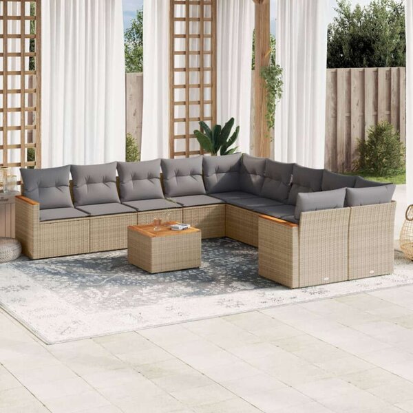 VidaXL Polyrattan Kerti Ülőgarnitúra - 11 részes - Bézs