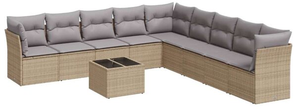 VidaXL Polyrattan Kerti Ülőgarnitúra - 10 részes - Bézs