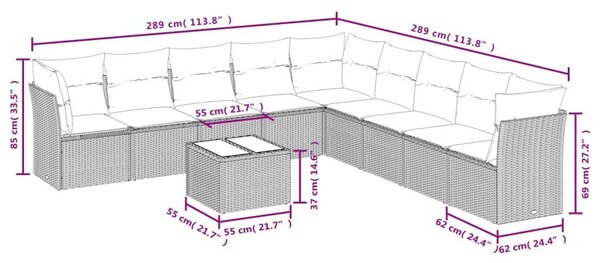 VidaXL Polyrattan Kerti Ülőgarnitúra - 10 részes - Bézs