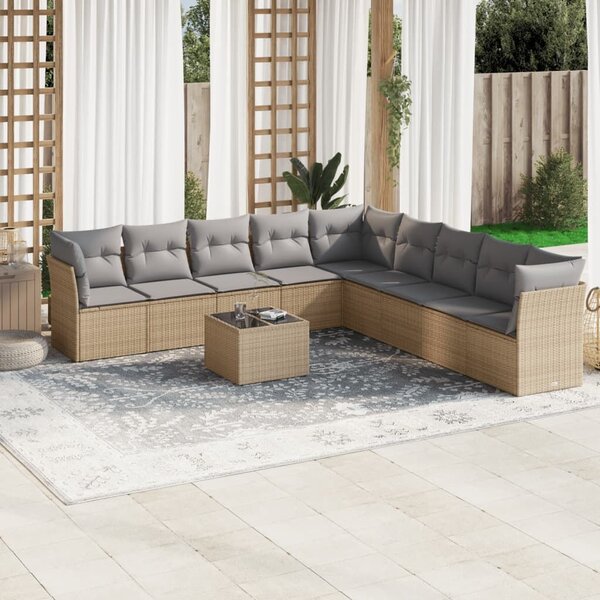 VidaXL Polyrattan Kerti Ülőgarnitúra - 10 részes - Bézs