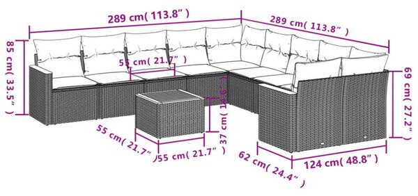 VidaXL Polyrattan Kerti Ülőgarnitúra - 11 részes - Bézs