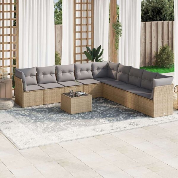 VidaXL Polyrattan Kerti Ülőgarnitúra - 10 részes - Bézs