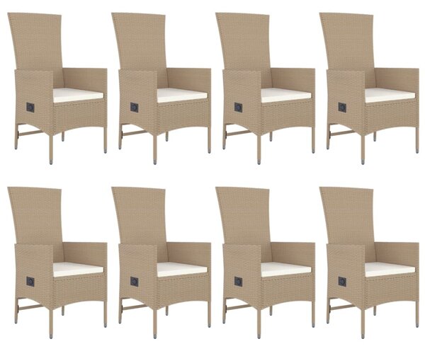 9 részes bézs polyrattan kerti étkezőgarnitúra párnákkal