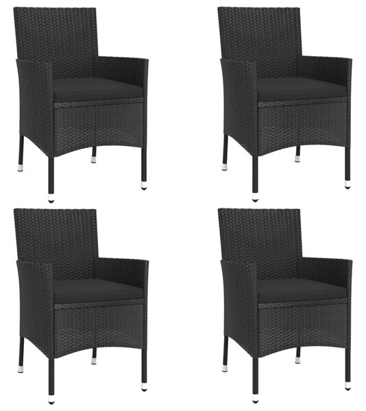 5 részes fekete polyrattan kerti étkezőgarnitúra párnákkal