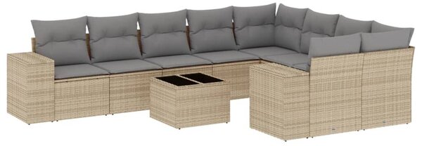 VidaXL Polyrattan Kerti Ülőgarnitúra - 10 részes - Bézs