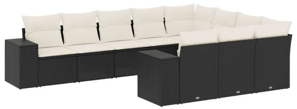 VidaXL Polyrattan Kerti Ülőgarnitúra - 10 részes - Fekete