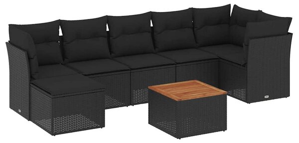 VidaXL Polyrattan Kerti Ülőgarnitúra - 8 részes - Fekete