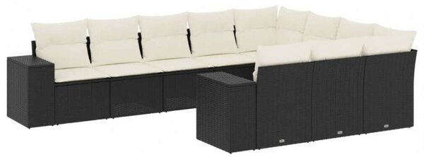VidaXL Polyrattan Kerti Ülőgarnitúra - 10 részes - Fekete