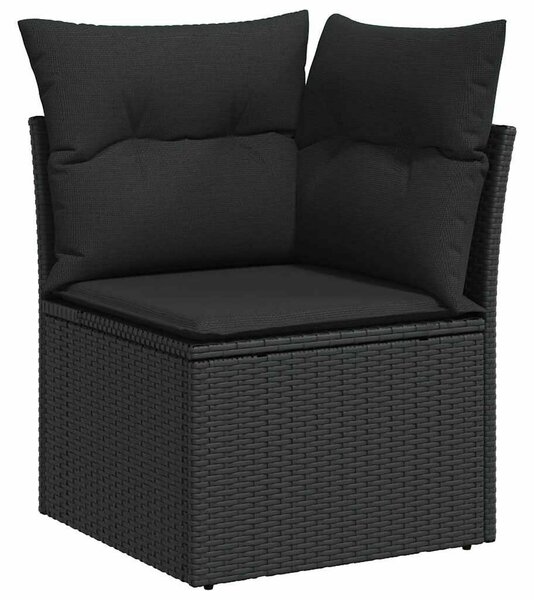 VidaXL 6 részes fekete polyrattan kerti ülőgarnitúra párnákkal