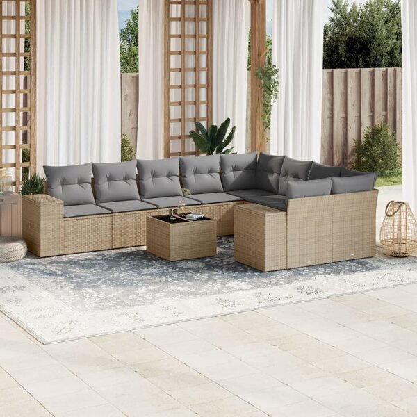 VidaXL Polyrattan Kerti Ülőgarnitúra - 10 részes - Bézs