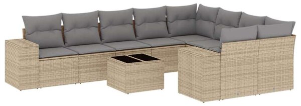 VidaXL Polyrattan Kerti Ülőgarnitúra - 10 részes - Bézs
