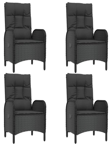 5 részes fekete polyrattan kerti étkezőgarnitúra párnákkal