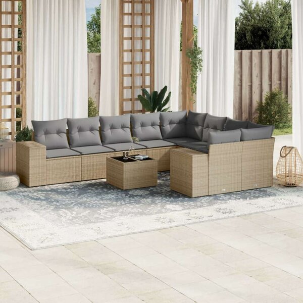 VidaXL Polyrattan Kerti Ülőgarnitúra - 10 részes - Bézs