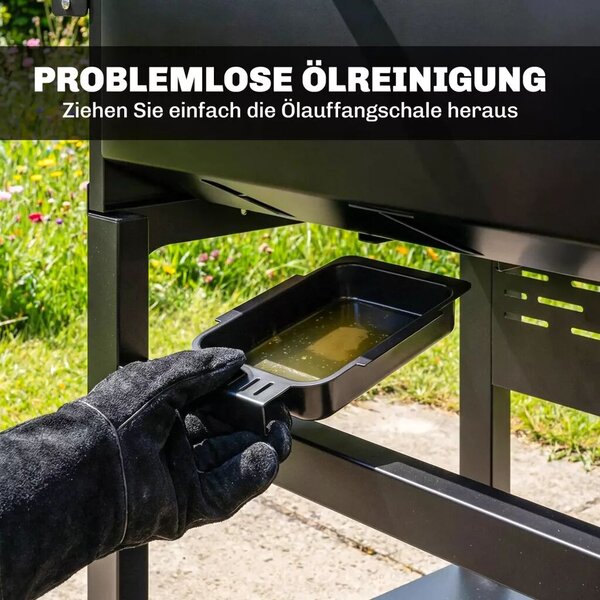 Gázgrill 9 KW 3 égős BBQ grillkocsi rozsdamentes acélból, összecsukható oldalsó asztallal, fűszertartóval