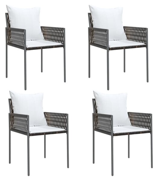 5 részes polyrattan és acél kerti étkezőgarnitúra párnával