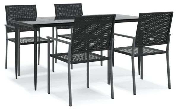 5 részes polyrattan és acél kerti étkezőgarnitúra