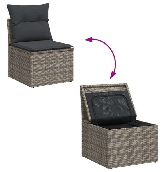 VidaXL 6 részes szürke polyrattan kerti ülőgarnitúra párnákkal