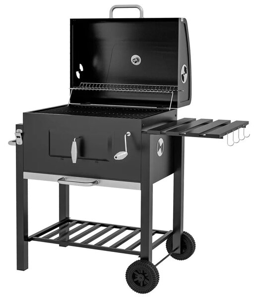 Outsunny Faszenes grillsütő, BBQ füstölő, 1 polc, 1 törölközőtartó, 2 grillrács, fekete