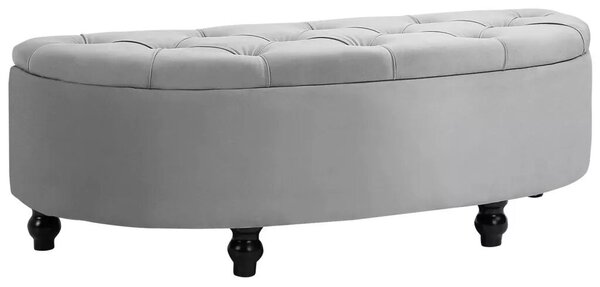 HOMCOM Tárolópad, Kárpitozott pad bársonyhatású bevonattal, tárolósláda falábakkal, 120 x 46 x 42 cm, szürke