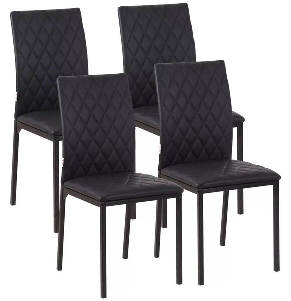 HOMCOM 4 db-os étkezőszék szett konyhai székek 41 cm x 50 cm x 91 cm, fekete