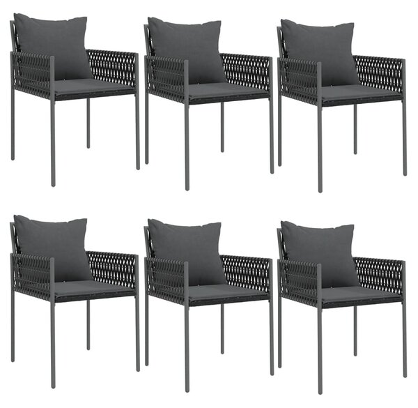 7 részes polyrattan és acél kerti étkezőgarnitúra párnával