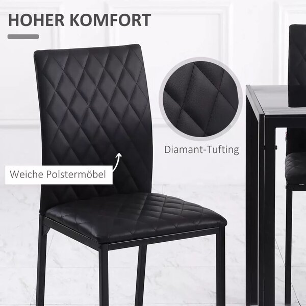 HOMCOM 4 db-os étkezőszék szett konyhai székek 41 cm x 50 cm x 91 cm, fekete