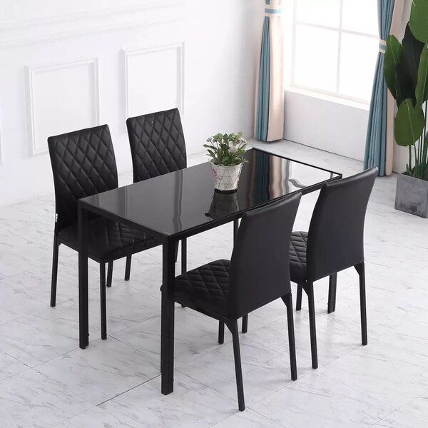 HOMCOM 4 db-os étkezőszék szett konyhai székek 41 cm x 50 cm x 91 cm, fekete