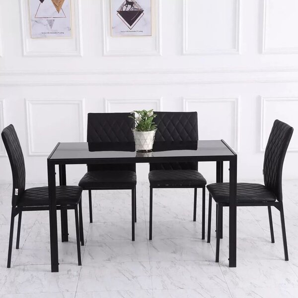 HOMCOM 4 db-os étkezőszék szett konyhai székek 41 cm x 50 cm x 91 cm, fekete