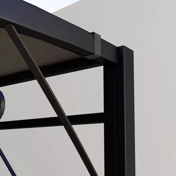 Outsunny pavilon összecsukható tetőhosszabbítással, időjárásálló, 3 x 2,5 m, sötétszürke