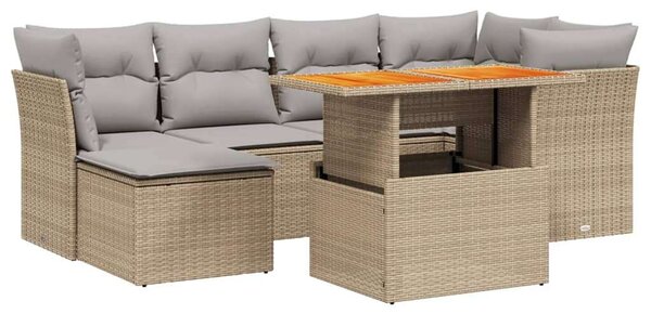 VidaXL Polyrattan Kerti Ülőgarnitúra - 7 részes - Bézs