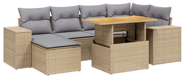 VidaXL Polyrattan Kerti Ülőgarnitúra - 7 részes - Bézs
