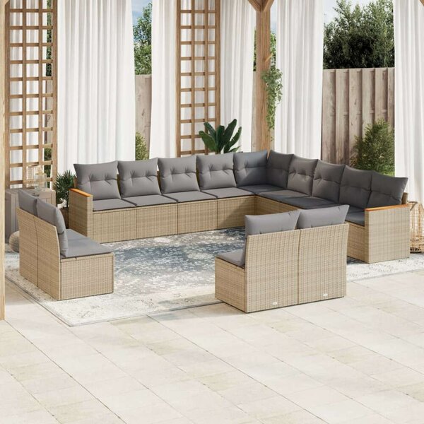 VidaXL Polyrattan Kerti Ülőgarnitúra - 13 részes - Bézs