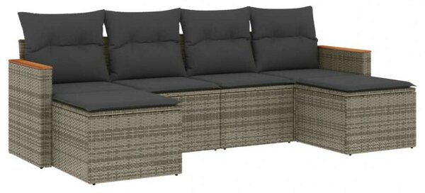 VidaXL Polyrattan Kerti Ülőgarnitúra - 6 részes - Szürke