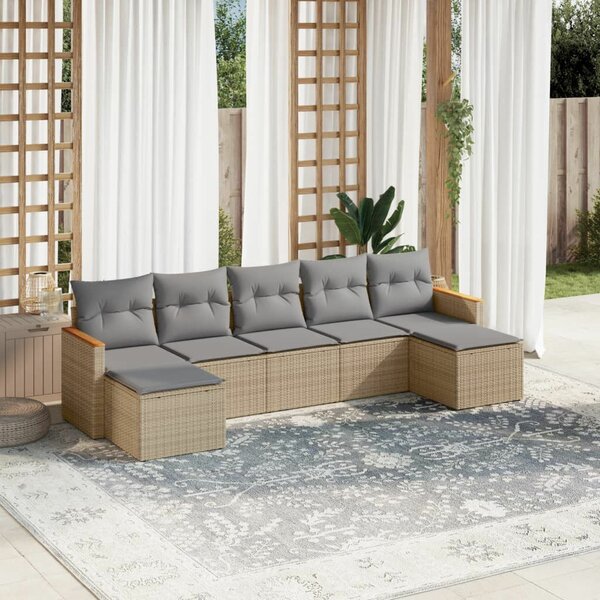 VidaXL Polyrattan Kerti Ülőgarnitúra - 7 részes - Bézs