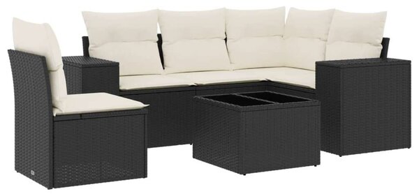 VidaXL Polyrattan Kerti Ülőgarnitúra - 6 részes - Fekete