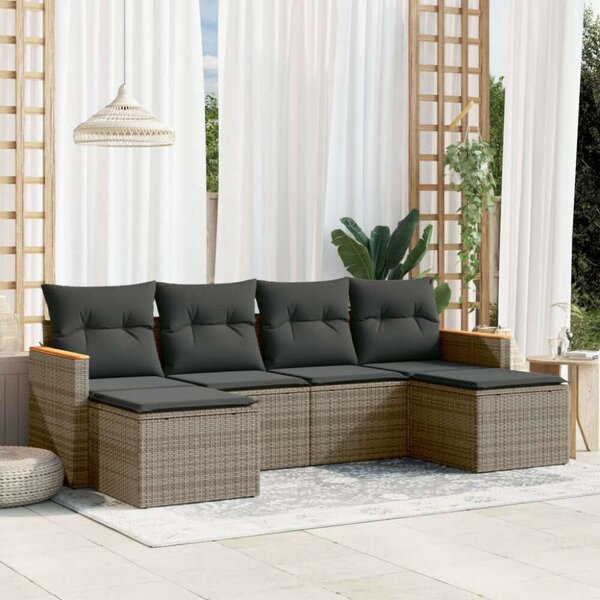 VidaXL Polyrattan Kerti Ülőgarnitúra - 6 részes - Szürke