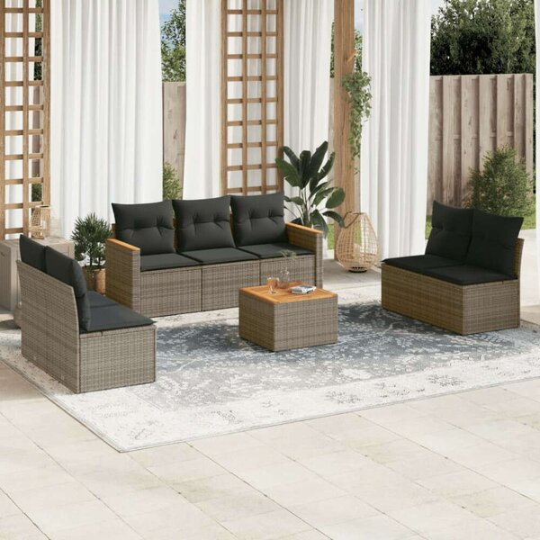 VidaXL Polyrattan Kerti Ülőgarnitúra - 8 részes - Szürke