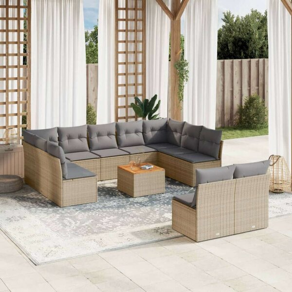 VidaXL Polyrattan Kerti Ülőgarnitúra - 12 részes - Bézs