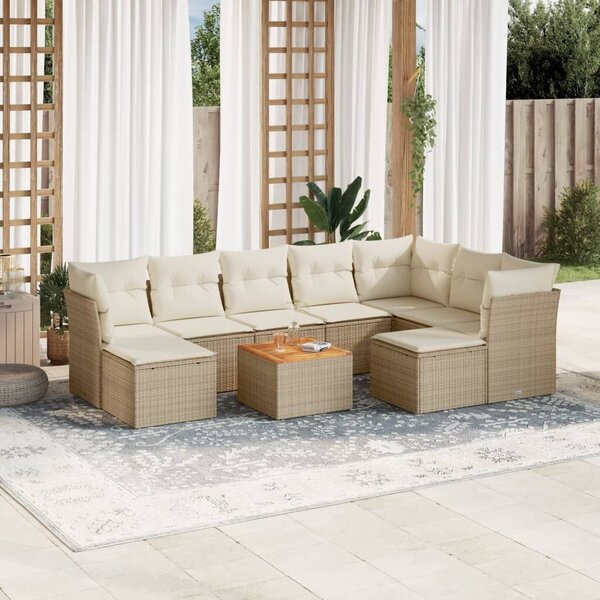VidaXL Polyrattan Kerti Ülőgarnitúra - 10 részes - Bézs