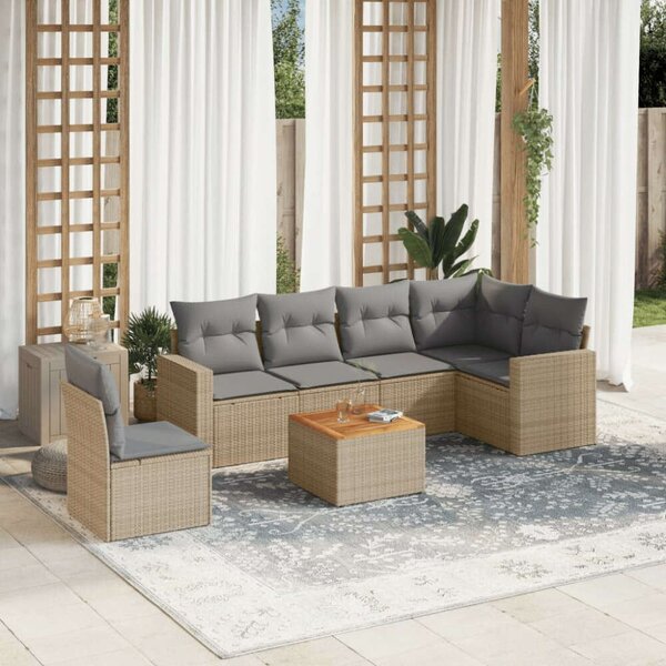 VidaXL Polyrattan Kerti Ülőgarnitúra - 7 részes - Bézs