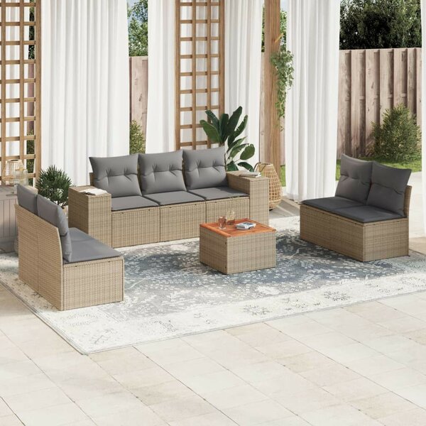 VidaXL Polyrattan Kerti Ülőgarnitúra - 8 részes - Bézs