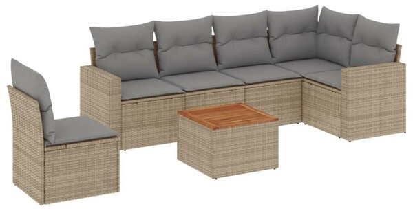VidaXL Polyrattan Kerti Ülőgarnitúra - 7 részes - Bézs